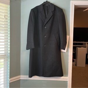 Silver Cloud men’s wool cashmere blend trench coat overcoat size 42R dark gray
